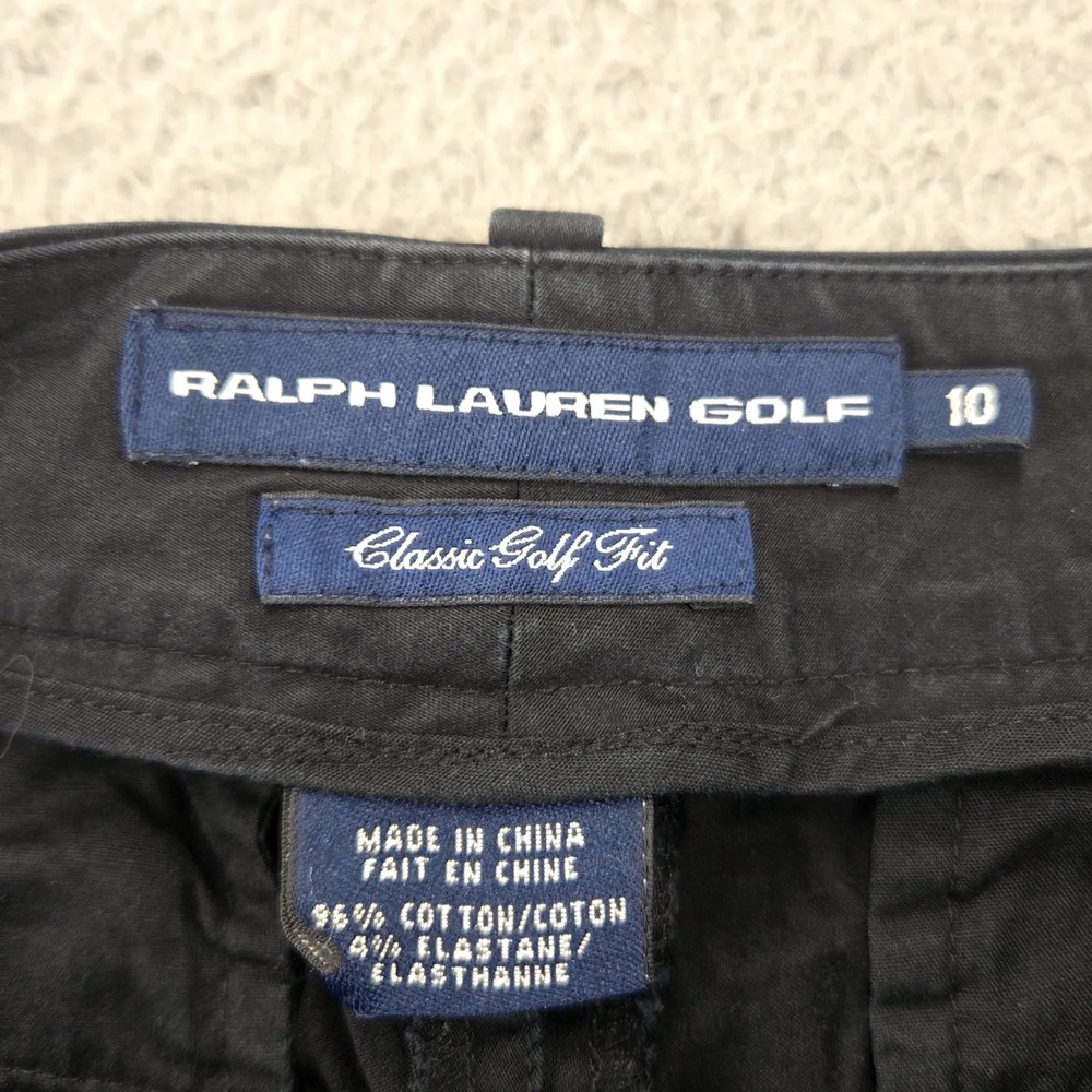 Ralph Lauren Golf Shorts Womens 10 Black Chino Flat Front Classic Fit Mid Rise - Picture 5 of 9